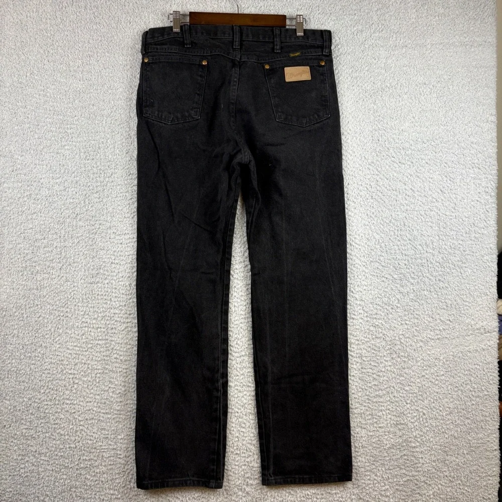 Wrangler Jeans Mens 35x32 Black 13MWZ Cowboy Cut Original Fit Denim Patch